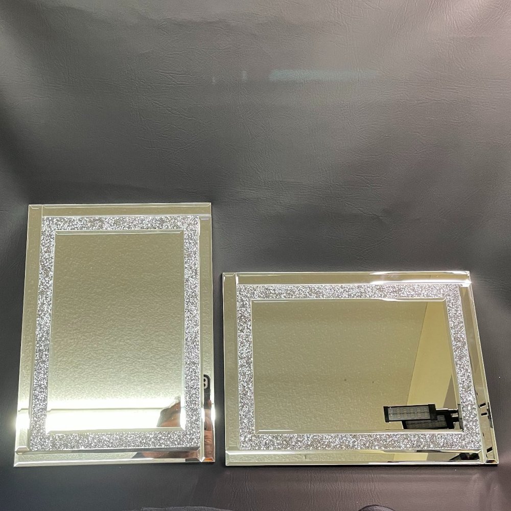 Glitter encrusted decorative accent wall mirrors 15x11" NIP (2 Pcs) w/Wall mount